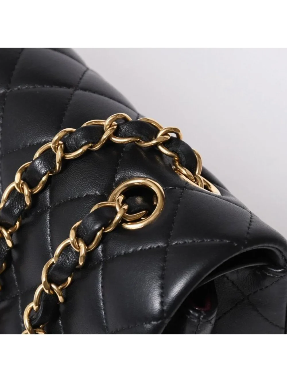 Chanel Quilted 25 Double Flap Chain Shoulder Bag Base CC Logo Lambskin Black
